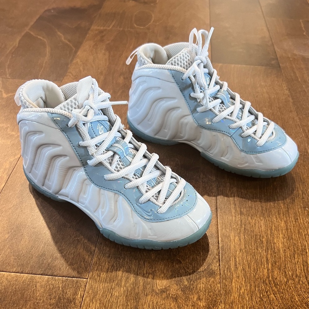 Nike Little Posite One Aura Blue White Sneakers Kids Sz 2Y